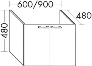 Burgbad Waschtischunterschrank Sys30 PG2 Echo 480x900x480 Eiche Dekor Flanelle, WUGN090F2238 WUGN090F2238