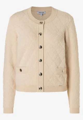 MORE & MORE - Cardigan mit dekorativen Knöpfen weiß - Gr. - 44