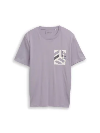 Denim Tom Tailor - T-Shirt mit Print soft lilac grey - Gr. - XL