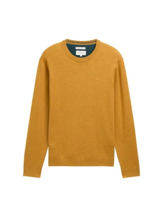 Tom Tailor - Basic Strickpullover aus Baumwolle mustard melange - Gr. - L