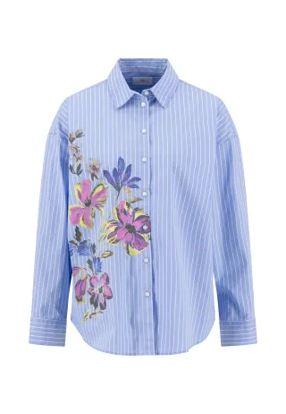 FYNCH-HATTON - BLOUSE FLOWER STRIPE cornflower blue - Gr. - 36