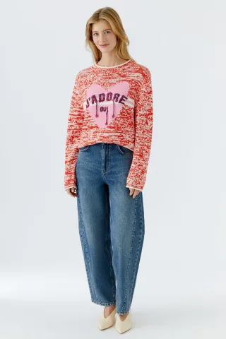 Oui - Pullover red white - Gr. - 44