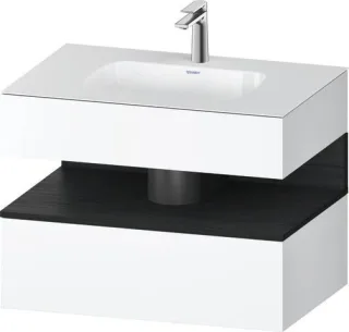 Duravit Qatego Einbauwaschtisch mit Konsolenwaschtischunterbau Eiche Schwarz & Weiß Matt 800x550x600 QA4785016180000