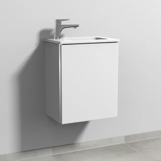 Sanipa 3way Waschtischunterbau zu Duravit ME by Starck Waschtisch mit 1 Tür, Weiß-Soft BR72143