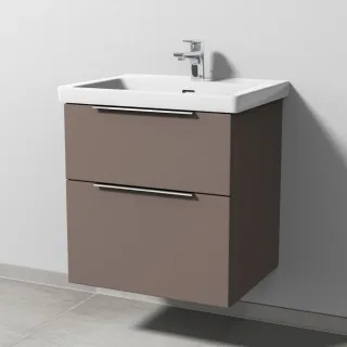 Sanipa 3way Waschtischunterbau zu Villeroy & Boch Subway 3.0 Waschtisch mit 2 Auszügen, Taupe-Matt UP8461T