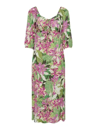 ONLY - ONLHALLIE 2/4 RUCH MIDI DRESS PTM forest night - Gr. - S