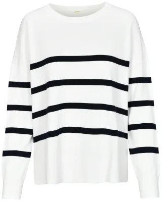 zab company - Da. Ringel Pullover, 1/1 Arm offwhite ringel - Gr. - S