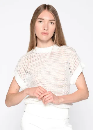 IN LINEA - Pullover, Ajour white - Gr. - 44