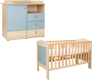 arthur berndt Babymöbel-Set "Babyzimmer-Set "Roofy" 2-teilig" Spar-Set, Babymöbel-Set "Roofy" Kinderbett und Wickelkommode, 2 Stk. tlg.