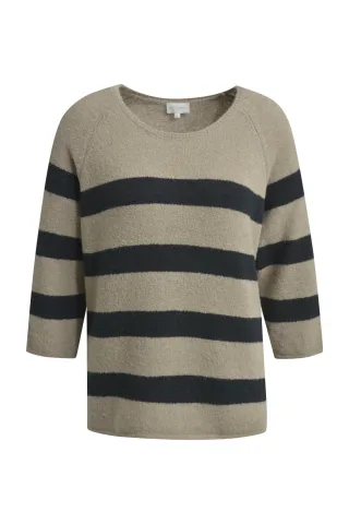 Milano Italy - pullover with 3/4 raglan sleeves and round neck mink print - Gr. - S