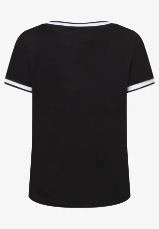 MORE & MORE - Blusenshirt mit Kontrastabschlüssen schwarz - Gr. - 46