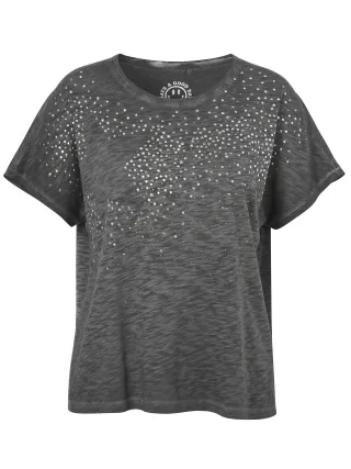 VIA APPIA DUE - T-Shirt Rundhals 1/2 Arm Strass titan - Gr. - 46