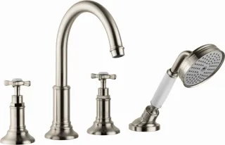 Hansgrohe 4-Loch Wannenarmatur Axor Montreux F-Set Fliese brushed nickel m.Kreuzgr., 16544820 16544820