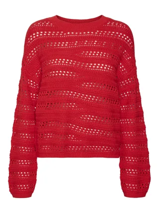 VERO MODA - VMLILJA LS O-NECK PULLOVER GA fiery red - Gr. - XS