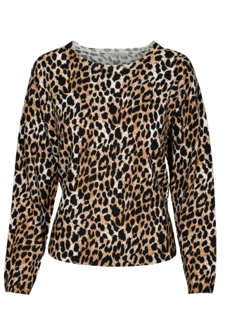 CLARINA - Rdh.-Pullover, 1/1 Arm, Animal sand-schwarz combo - Gr. - 44