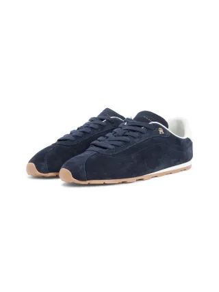 Tommy Hilfiger Sneaker "TH BELLA LOW RUNNER SUEDE" Halbschuh, Schnürer, Freizeitschuh mit kontrastfarbenem Fersenbesatz