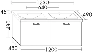 Burgbad Keramik Waschtisch-Set Sys30 PG4 Sana Salbeigrau Hochglanz/Alpinweiss, SFBB123F5968C0001 SFBB123F5968C0001