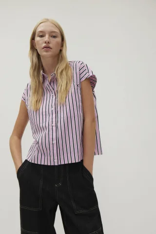 THE FASHION PEOPLE - Cropped Blouse striped candy stripe - Gr. - 38