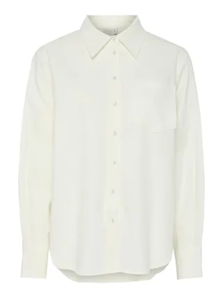 Y.A.S - YASFLAXY LS LINEN SHIRT NOOS star white - Gr. - 36