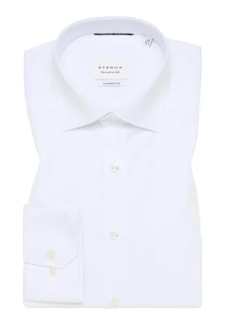 ETERNA - Cover Shirt Twill verlängerter Arm (68 cm) weiß - Gr. - 44/Langarm - 65cm