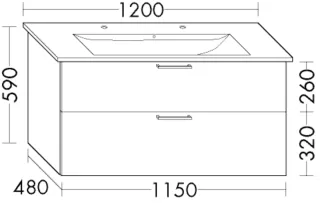Burgbad Waschtischunterschrank Sys30 PG4 Sana 580x1150x480 Salbeigrau Ultramatt, WVBT115F5967 WVBT115F5967