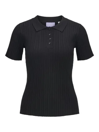 JJXX - JXHADLEY TIGHT SS POLO KNIT NOOS Black - Gr. - XS