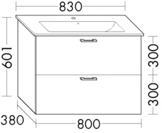 Burgbad Waschtischunterschrank Sys30 PG3 Diago 601x800x380 Marmor Dekor Naturgrau, WWLX080F5790 WWLX080F5790