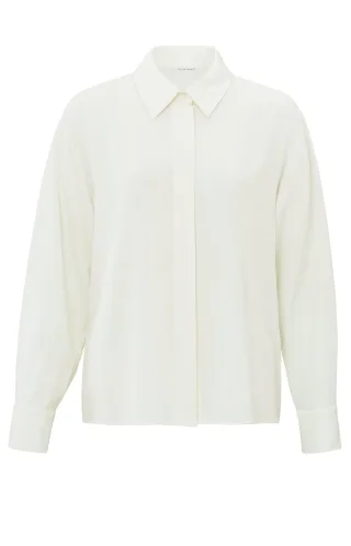 Yaya - Kurze Bluse mit langen Ärmeln weiß - Gr. - 42