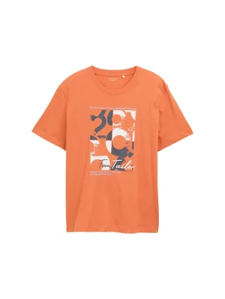 Tom Tailor - T-Shirt mit Print brick orange - Gr. - M