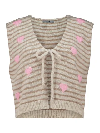 HaILYS - SL A VT Vi44ola stripe fango stripe/pink heart - Gr. - S/M