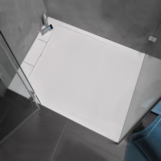 HSK Marmor-Polymer Duschwanne, Randablauf Rechteck 90 x 100 cm, 04 weiß, 5185095-04 5185095-04