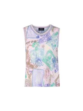 Marc Cain Collections - Ärmelloses Stricktop mit Stamps Print pink tulle - Gr. - 34