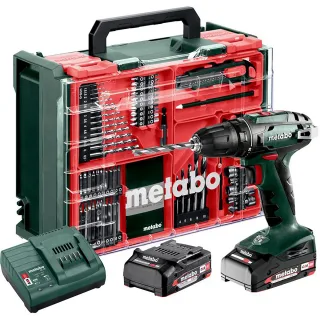 Metabo Akku-Bohrschrauber BS 18 Set mit 74-teiliger Mobiler Werkstatt - Kunststoffkoffer - 18V 2x2Ah - 602207710