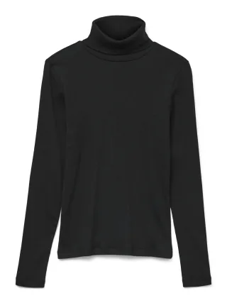 VERO MODA - VMCHLOE LS ROLLNECKTOP JRS NOOS Black - Gr. - XL