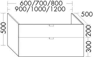 Burgbad Waschtischunterschrank rc40 System PG2 500x800x500 Eiche Schwarz, WWNX080F4106 WWNX080F4106
