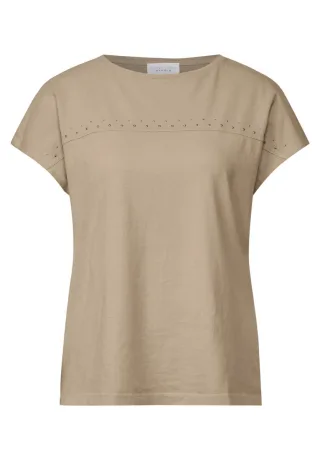 Street One Studio - Shirt mit Schmucksteinen beige - Gr. - 34