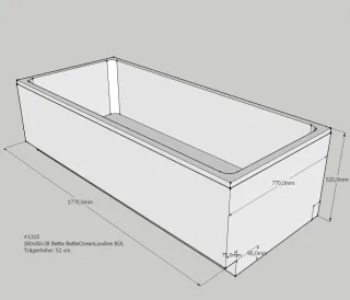 Neuesbad Wannenträger für Bette Ocean Low-Line 180x80 Fußende re/Ül.hi. SW11446