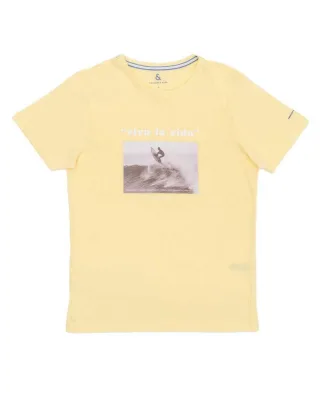 Colours & Sons - T-Shirt mit Brustprint gelb - Gr. - M