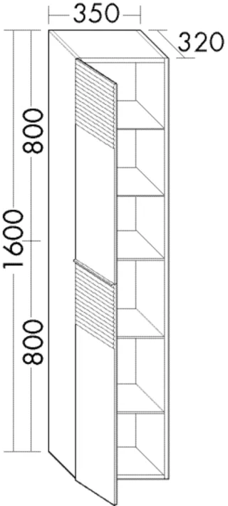 Burgbad Hochschrank Fiumo 1600x350x320 Graphit Softmatt, HSLX035RF3958 HSLX035RF3958