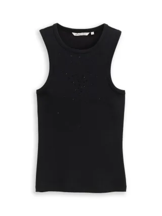 Denim Tom Tailor - Ripp-Top mit Glitzer deep black - Gr. - XS