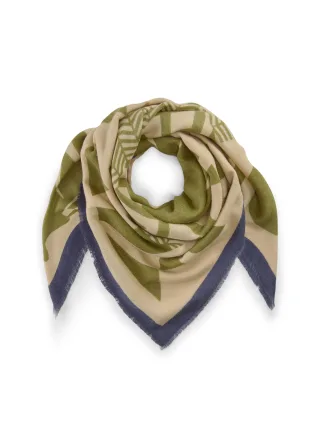 Tuch aus weichem Acryl mit Pferdemotiv beige