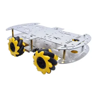 4WD Mecanum Wheel Aluminum Alloy Small Car Chassis DIY Kit for Ultrasonic Intelligent Obstacle Avoidance Car Project