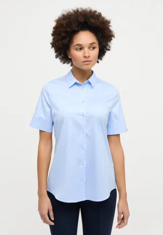 ETERNA - Cover Shirt Bluse Twill Kurzarm hellblau - Gr. - 42/Kurzarm