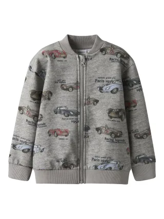NAME IT - NMMREINER LS NREG SWEAT CARD BRU BOX grey melange - Gr. - 98