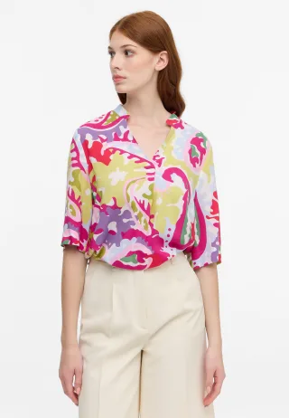 ETERNA - Bluse Leinwandgewebe Kurzarm rosa - Gr. - 36/Kurzarm