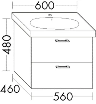 Burgbad Waschtischunterschrank Sys30 PG3 Diago 480x560x460 Anthrazit Matt, WVZA056F3358 WVZA056F3358