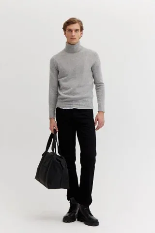 BASEFIELD - Rollkragen Pullover grey mel. - Gr. - XL