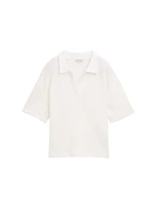 Tom Tailor - T-Shirt mit Polokragen whisper white - Gr. - XXL