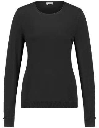GERRY WEBER Edition - Langarmpullover aus nachhaltigem Feinstrick schwarz - Gr. - 42