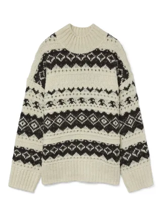 VERO MODA - VMAMPLE LS HIGH NECK PULLOVER BOO birch - Gr. - XS